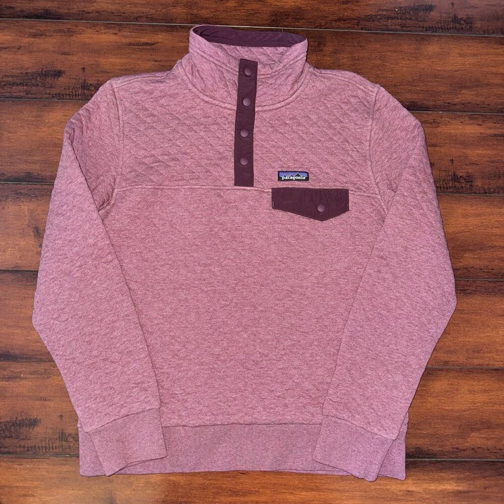NWT Patagonia Organic Cotton Quilt Snap-T Pullover Kiln Pink Sweater Women’s M